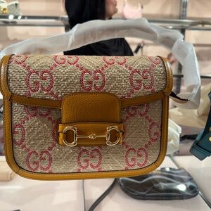 Gucci Cream and Pink Crossbody Bag with GG Monogram